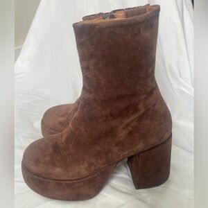 MARSELL TACPLAT Brown Suede Platform Ankle Boots